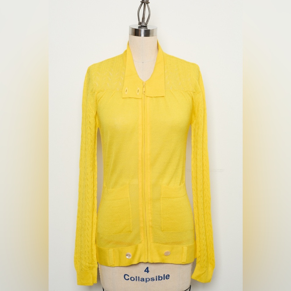 Long-sleeve  Semi Sheer Lightweight Zip Up Sweater [NEW]